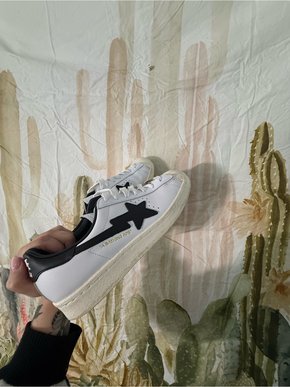 White & Black Low-Top Athletic Sneakers